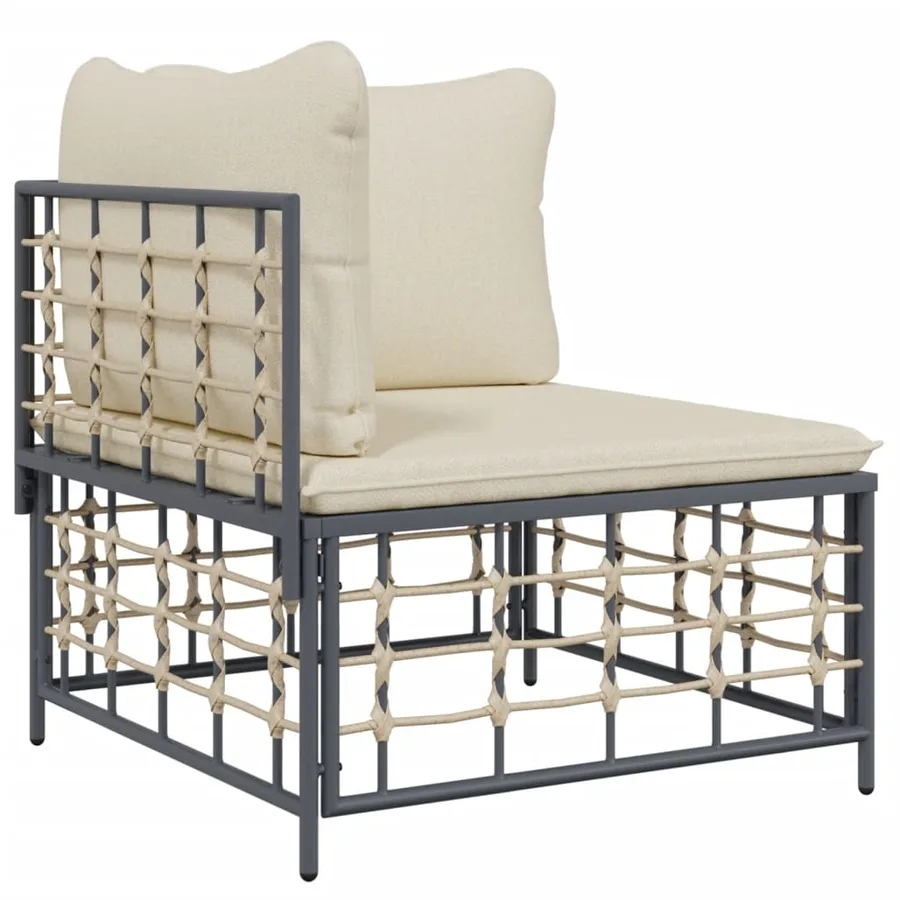 Salon de jardin 7 pcs avec coussins anthracite résine tressée - 4
