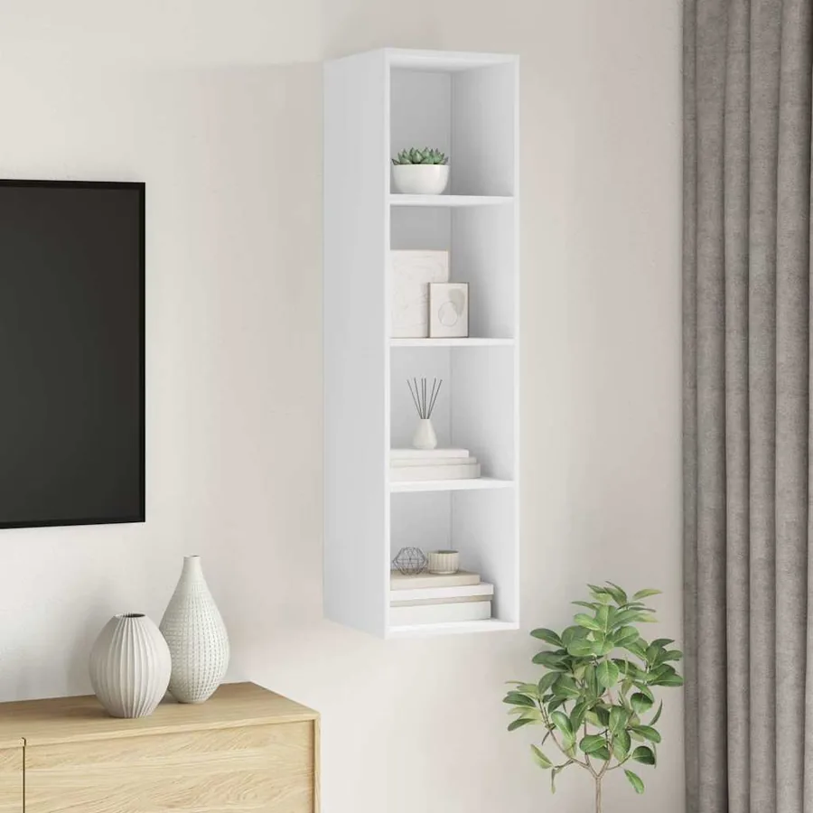 Meuble TV mural Blanc 37x37x142,5 cm Bois d’ingénierie - 3