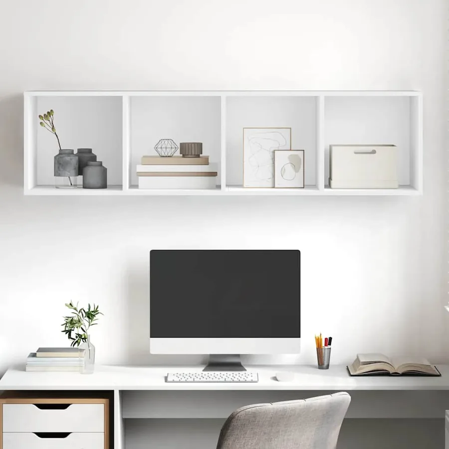 Meuble TV mural Blanc 37x37x142,5 cm Bois d’ingénierie - 4