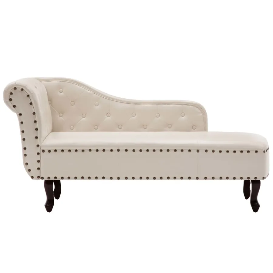 Chaise longue Blanc crème Similicuir - 2