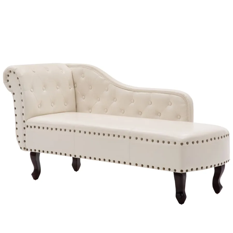 Chaise longue Blanc crème Similicuir - 3