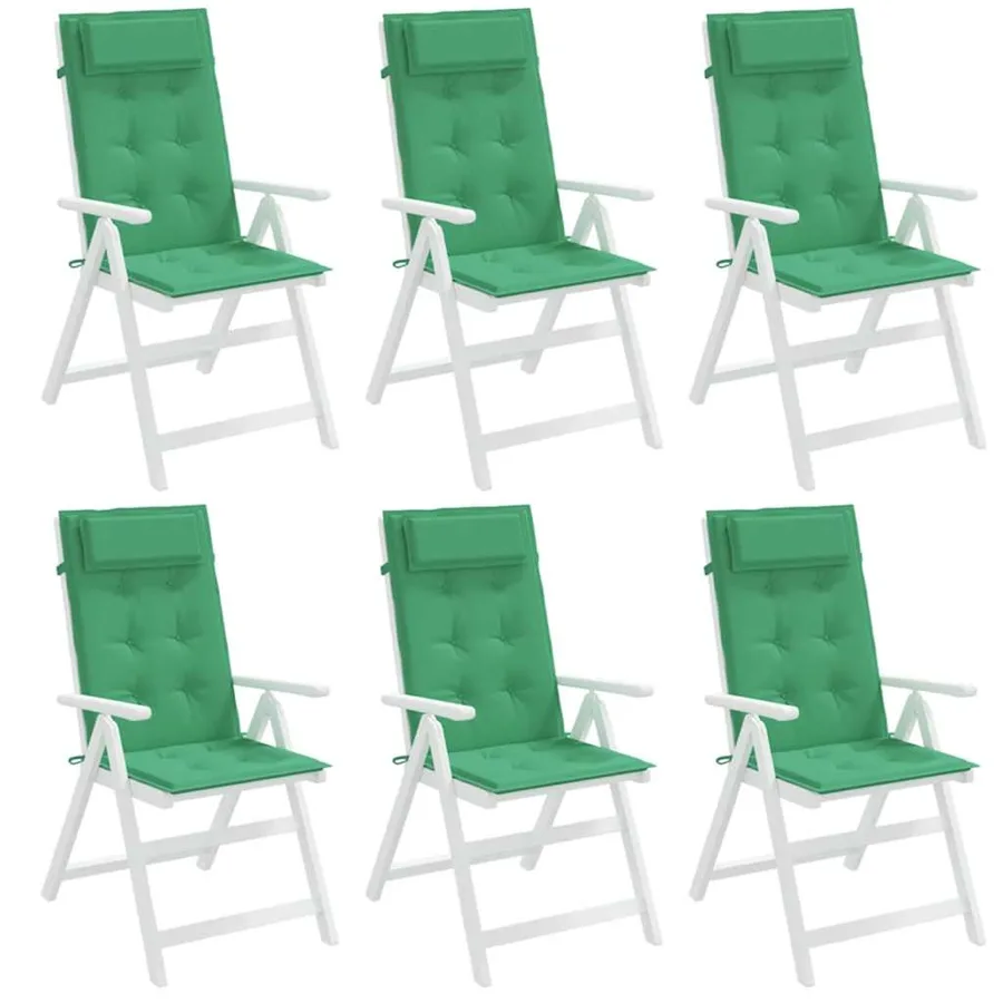 Coussins de chaise à dossier haut lot de 6 vert tissu oxford - 4