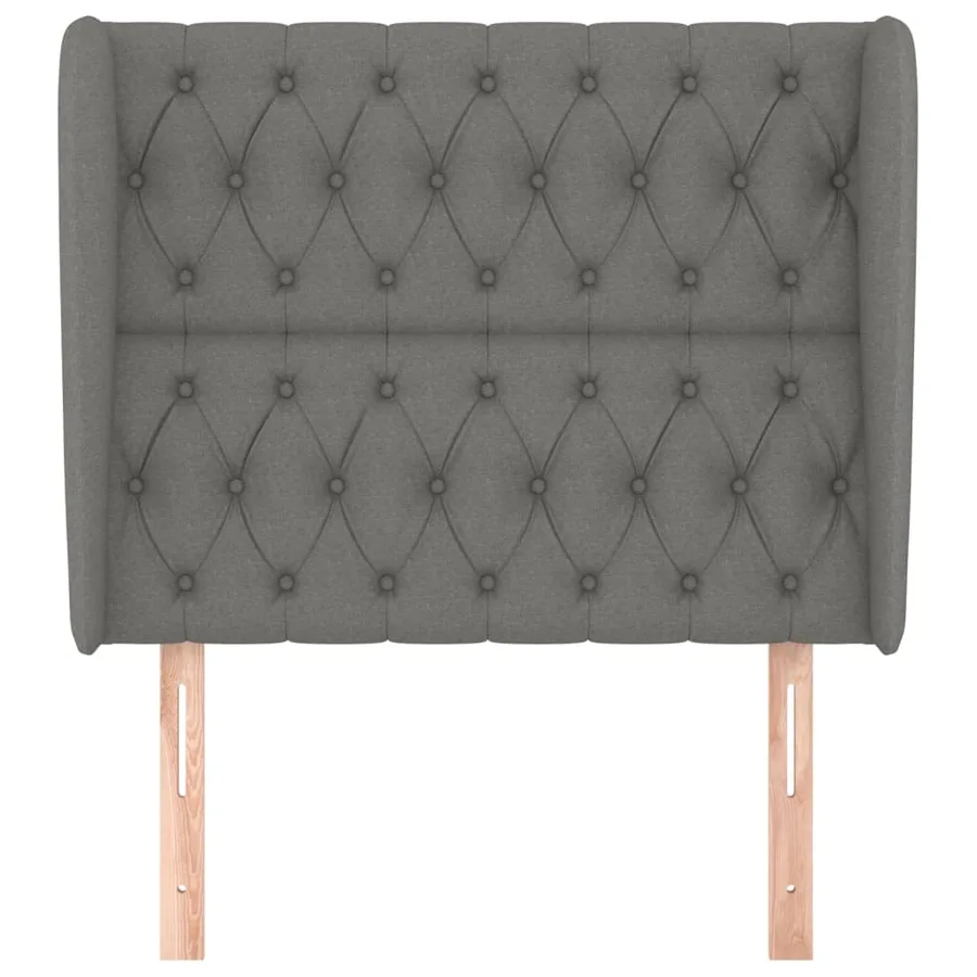 Tête de lit avec oreilles Gris foncé 103x23x118/128 cm Tissu - 3