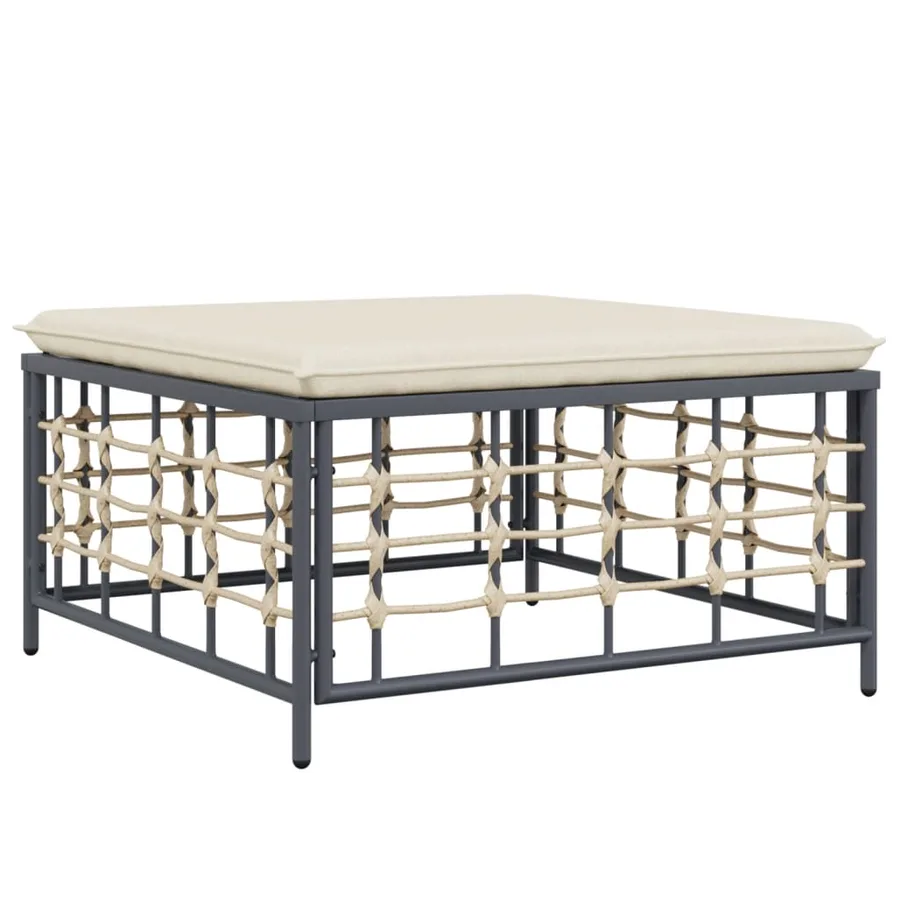 Salon de jardin 4 pcs avec coussins anthracite résine tressée - 6