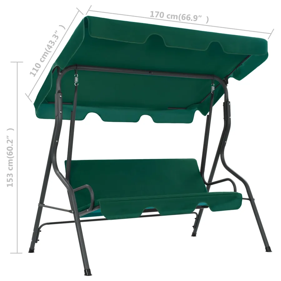Balancelle de jardin Vert 170 x 110 x 153 cm Tissu - 6