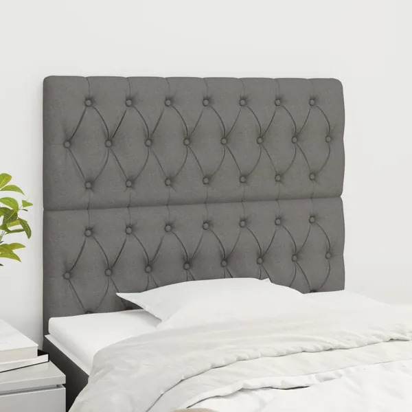 Tête de lit Gris foncé 100x7x118/128 cm Tissu