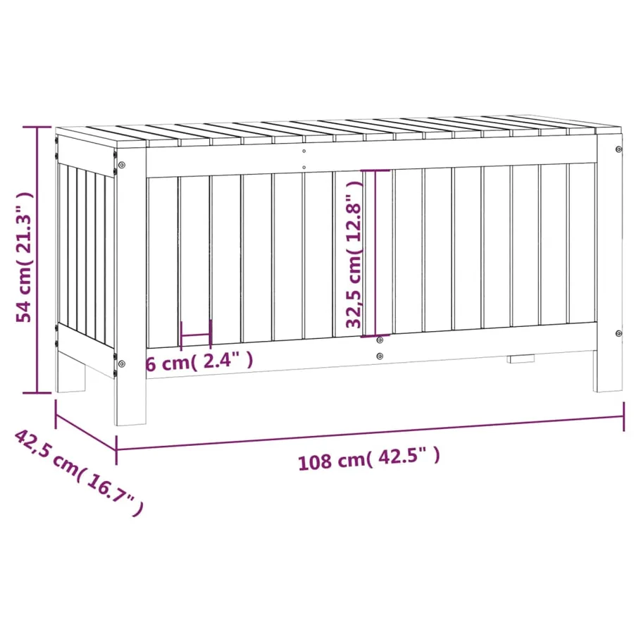 Boîte de rangement de jardin Blanc 108x42,5x54 cm Bois de pin - 10