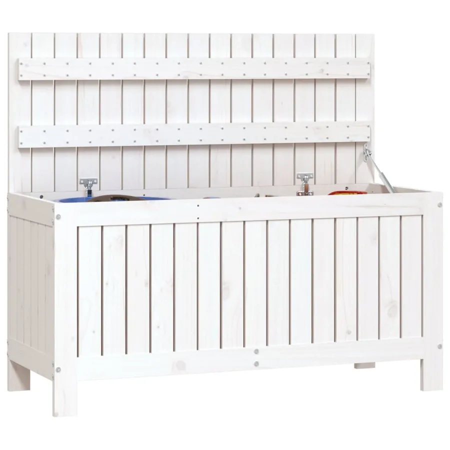 Boîte de rangement de jardin Blanc 108x42,5x54 cm Bois de pin - 4
