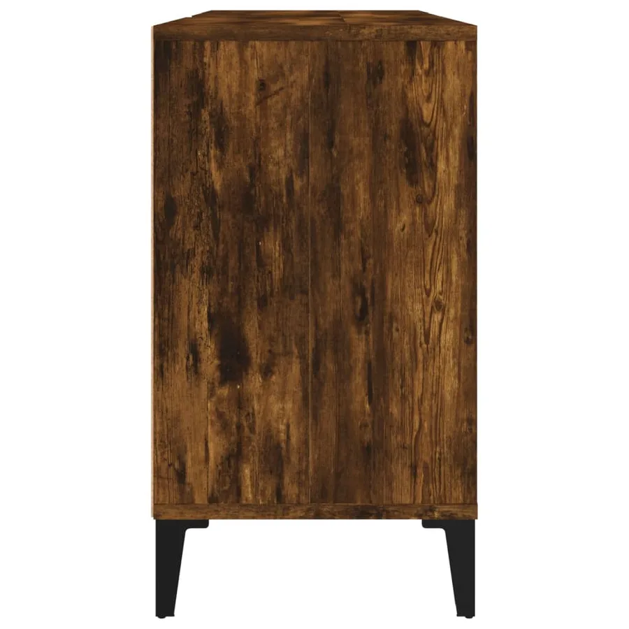 Meuble d'évier chêne fumé 80x33x60 cm bois d'ingénierie - 8