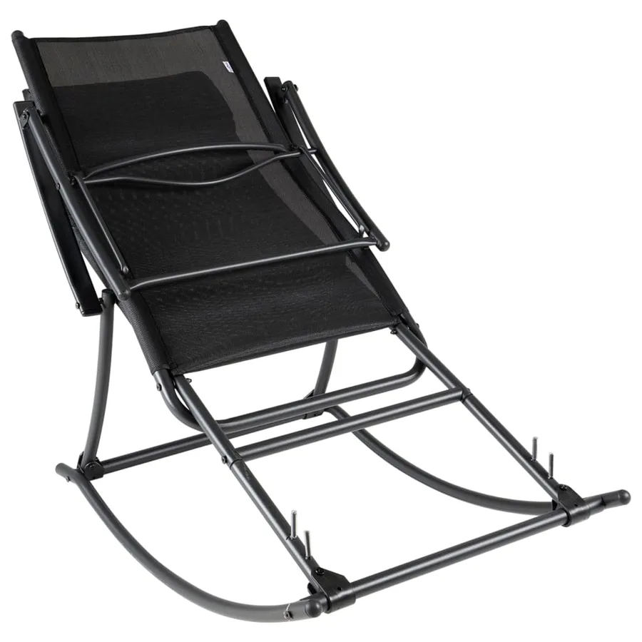 Chaise à bascule de jardin Acier et textilène Noir - 3
