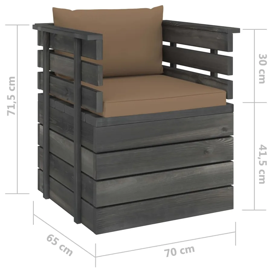 Fauteuil de jardin avec coussins Bois de pin - 7