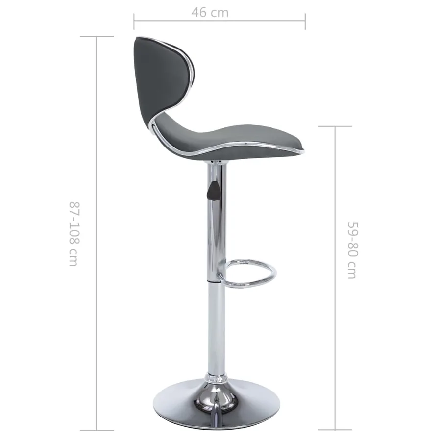 Tabourets de bar lot de 2 gris similicuir - 9