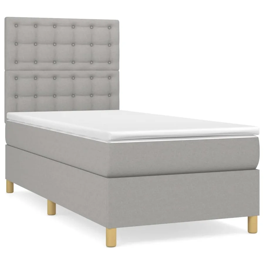 Sommier à lattes de lit avec matelas Gris clair 100x200cm Tissu - 2