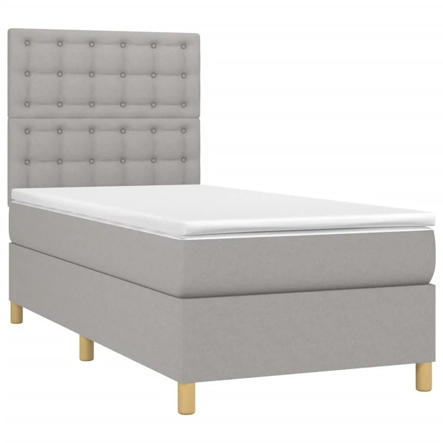 Sommier à lattes de lit avec matelas Gris clair 100x200cm Tissu - 3