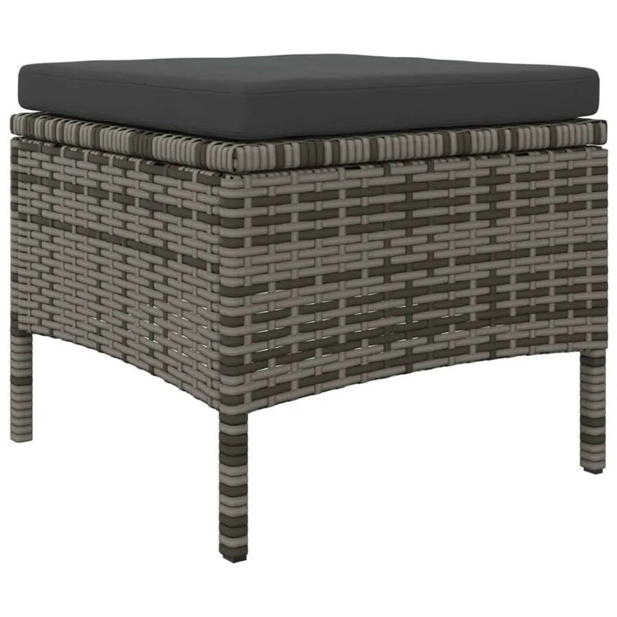 Canapé de jardin table à thé et tabourets Résine tressée Gris - 7
