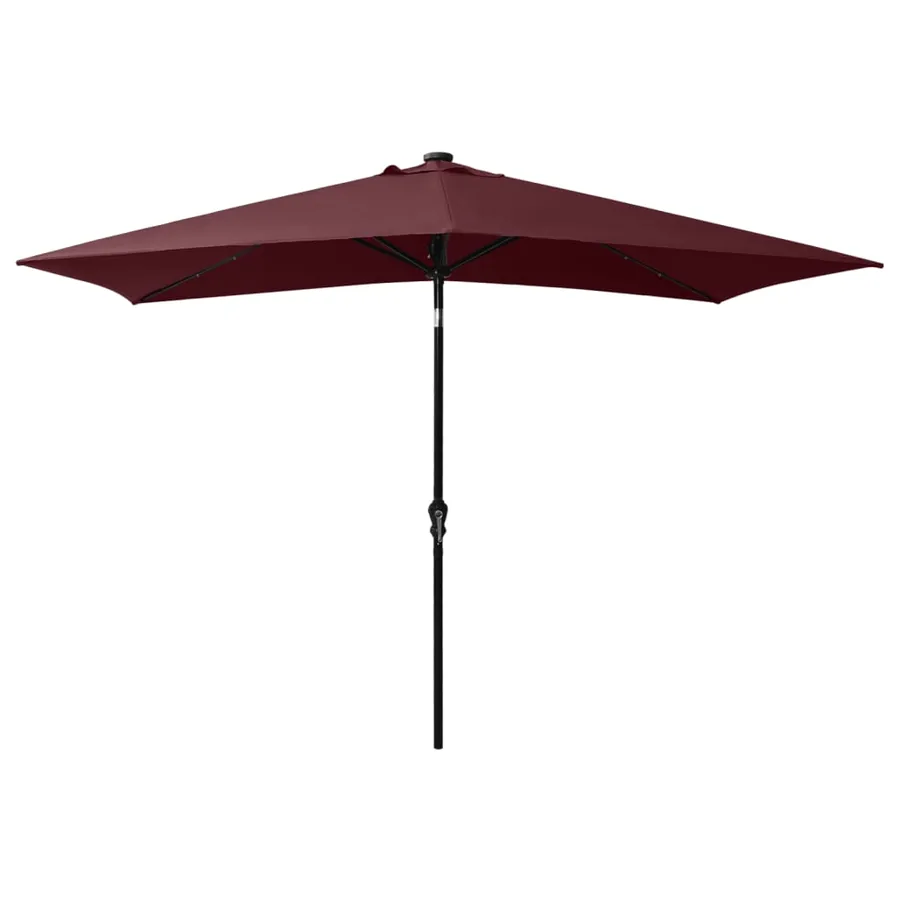 Parasol de jardin avec LED et mât en acier rouge bordeaux 2x3 m - 3