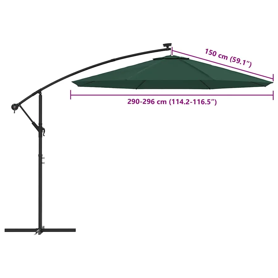 Tissu de remplacement pour parasol déporté vert 300 cm - 8