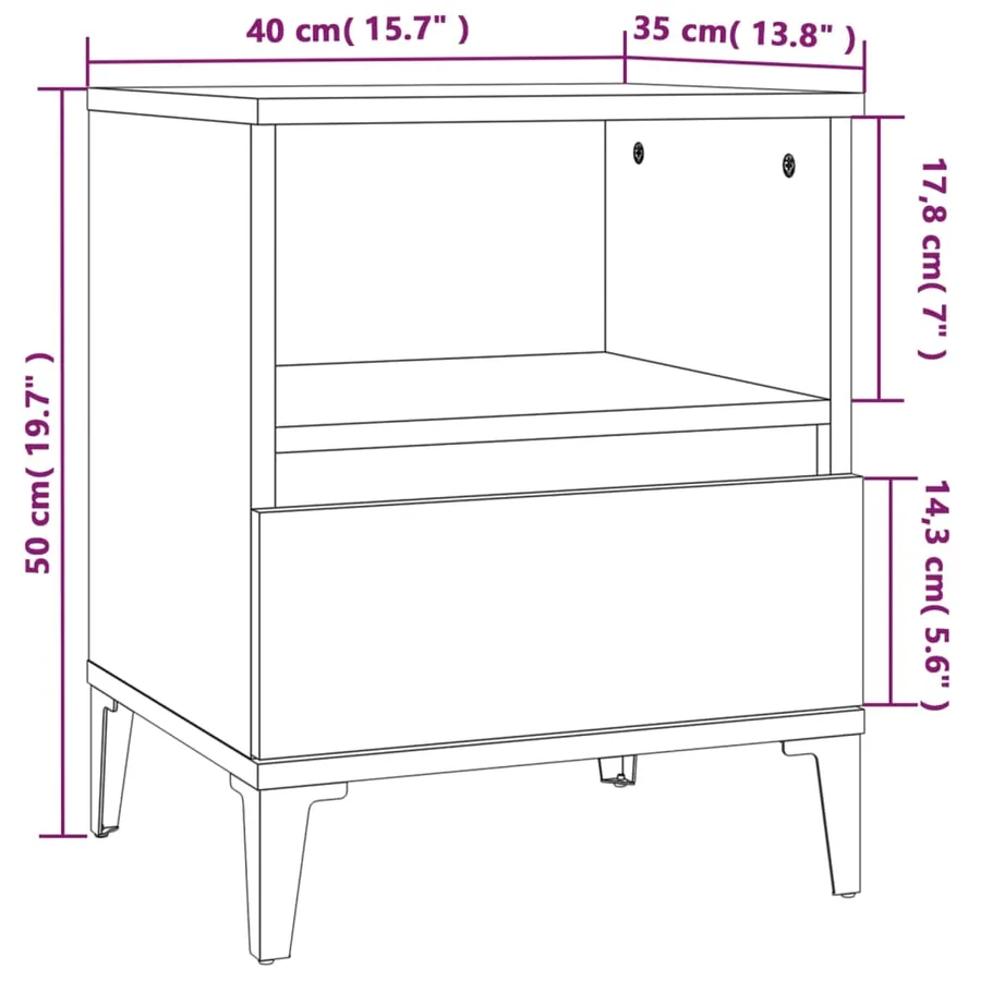Tables de chevet 2 pcs Chêne fumé 40x35x50 cm - 11