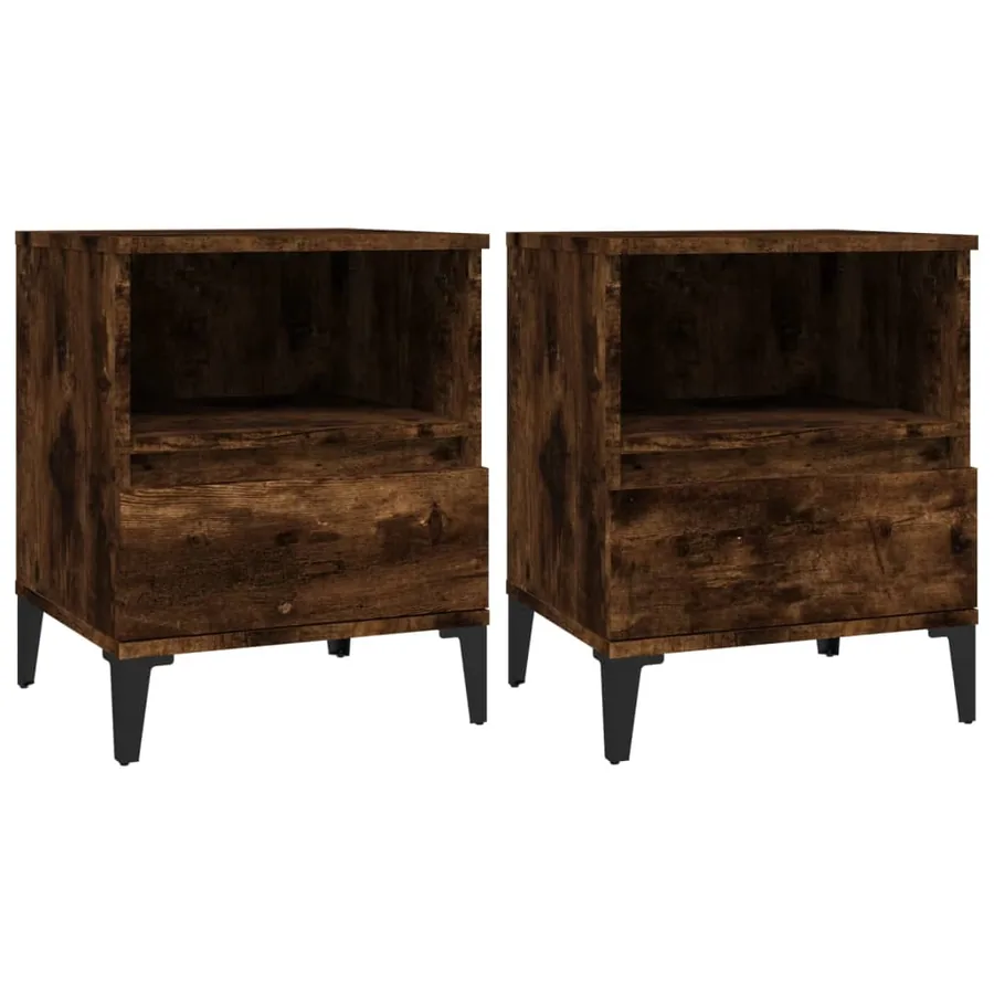 Tables de chevet 2 pcs Chêne fumé 40x35x50 cm - 2