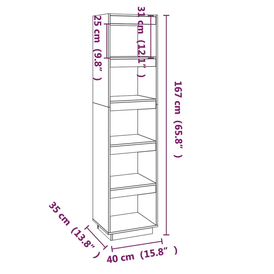 Bibliothèque/Cloison Marron miel 40x35x167 cm Pin solide - 8
