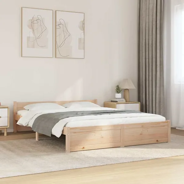 Cadre de lit sans matelas bois massif 160x200 cm