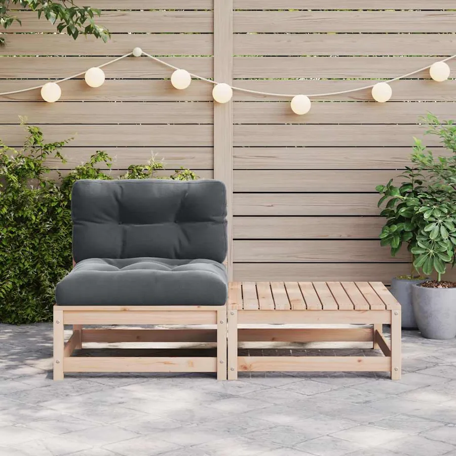 Salon de jardin 2 pcs avec coussins Bois de pin massif - 3