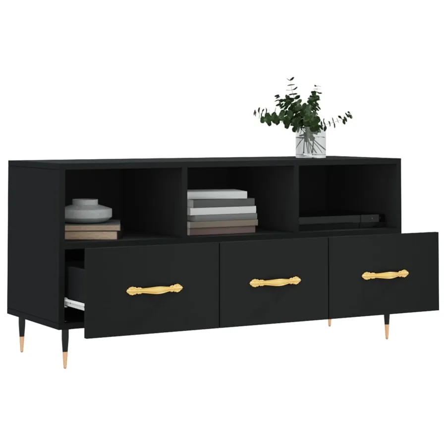 Meuble TV noir 102x36x50 cm bois d'ingénierie - 4