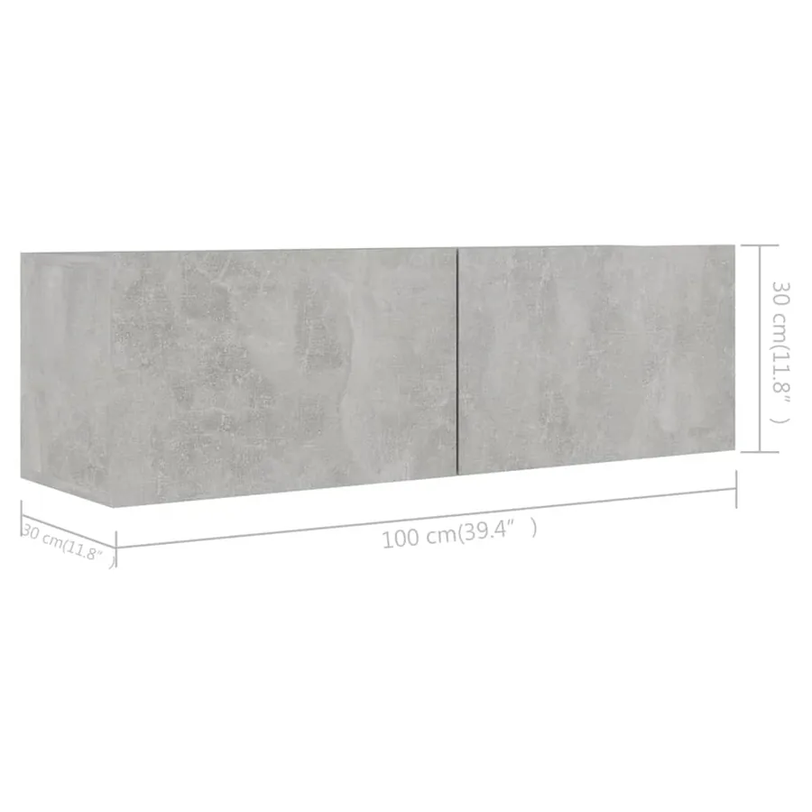 Meubles TV 4 pcs Gris béton 100x30x30 cm Bois d'ingénierie - 8