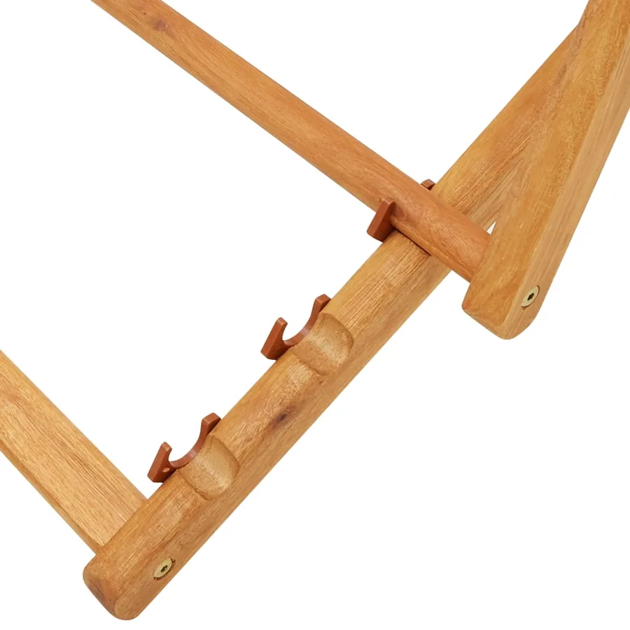 Chaise pliable de plage bois d'eucalyptus et tissu blanc crème - 8