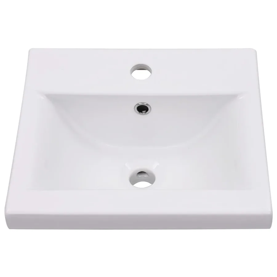 Armoire d'évier avec lavabo intégré Blanc brillant Aggloméré - 12