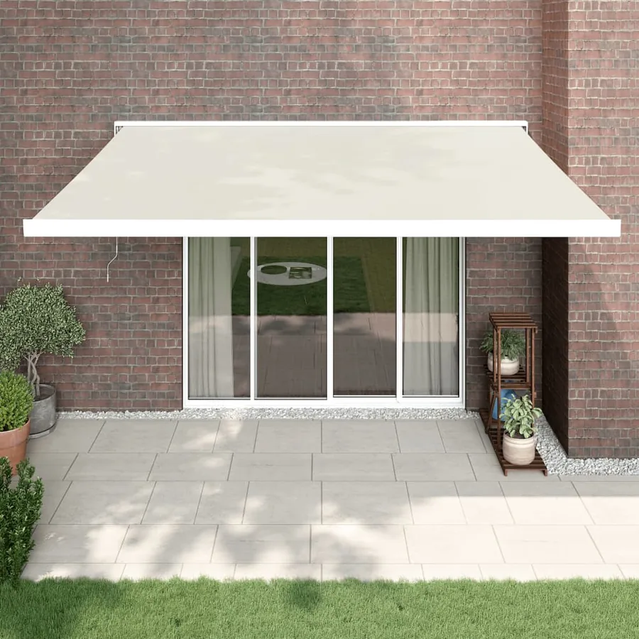 Auvent rétractable crème 4x3 m tissu et aluminium
