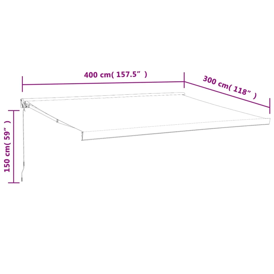 Auvent rétractable crème 4x3 m tissu et aluminium - 9