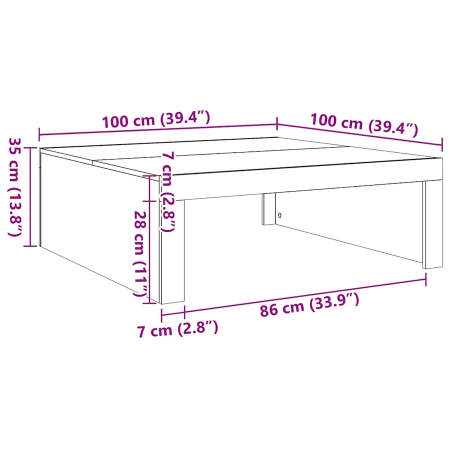 Table basse gris béton 100x100x35 cm bois d'ingénierie - 7