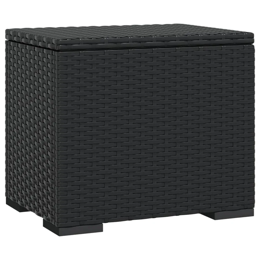 Pouf avec coussin noir 40x30x40 cm résine tressée - 5