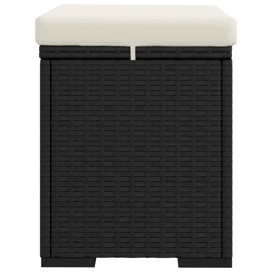 Pouf avec coussin noir 40x30x40 cm résine tressée - 6