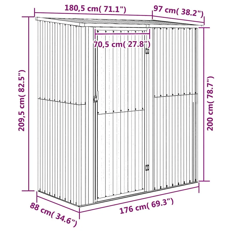 Abri de jardin vert 180,5 x 97 x 209,5 cm Acier galvanisé - 8