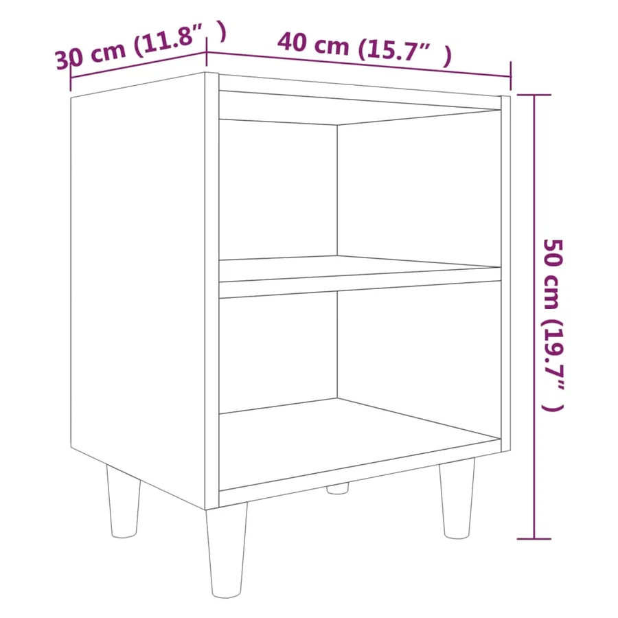 Table de chevet avec pieds en bois Sonoma gris 40x30x50 cm - 7