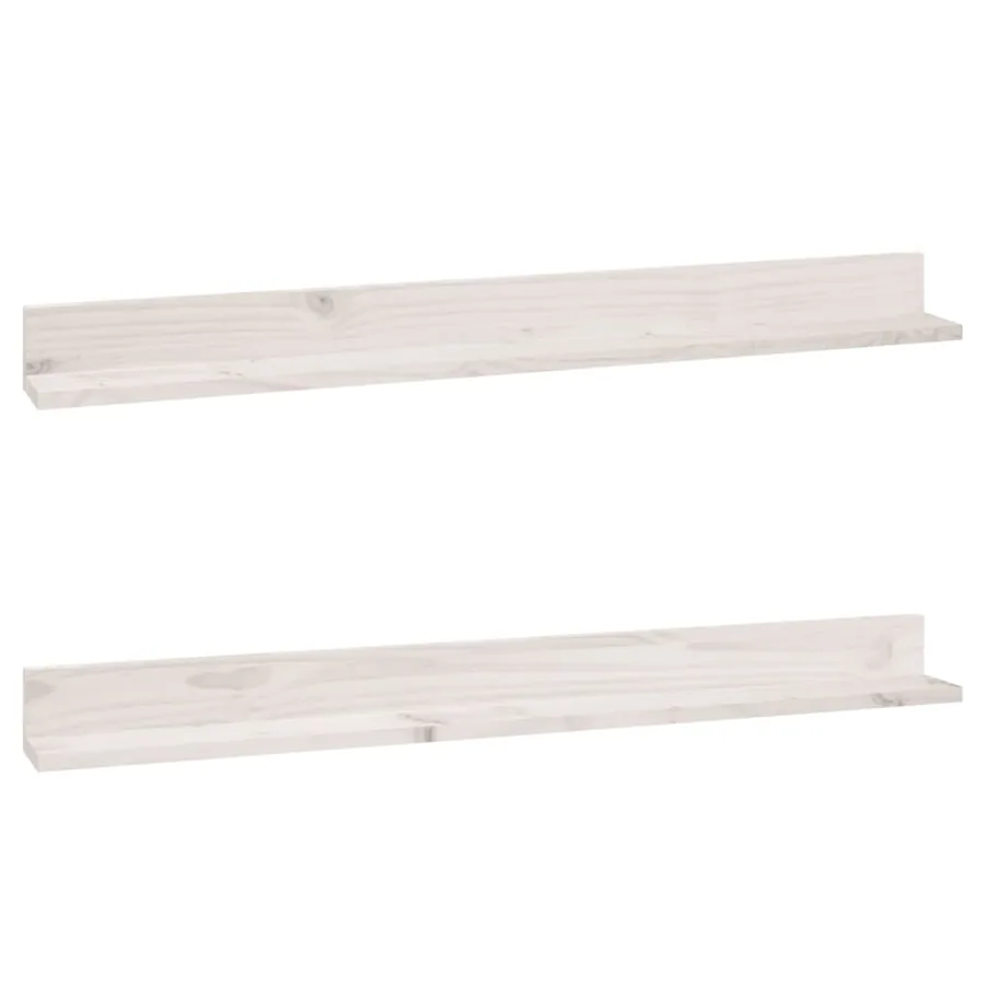 Étagères murales 2 pcs Blanc 110x11x9 cm Bois de pin massif - 2