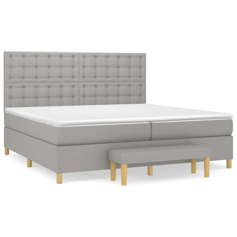 Sommier à lattes de lit avec matelas Gris clair 200x200cm Tissu - 2