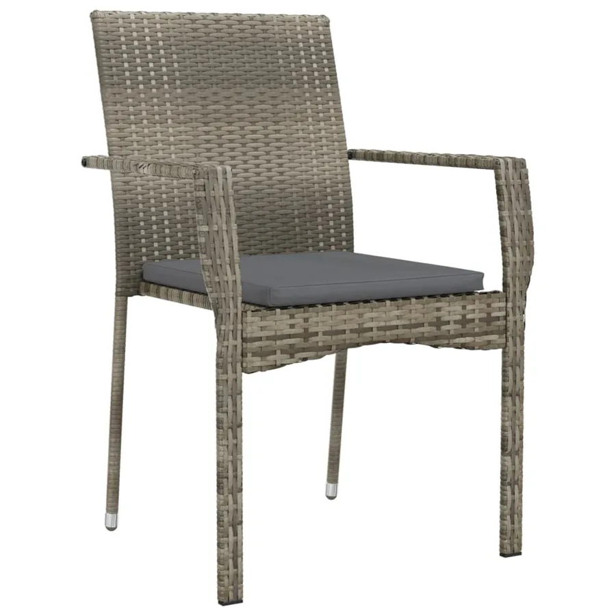 Ensemble à manger de jardin coussins 5 pcs noir et gris - 5