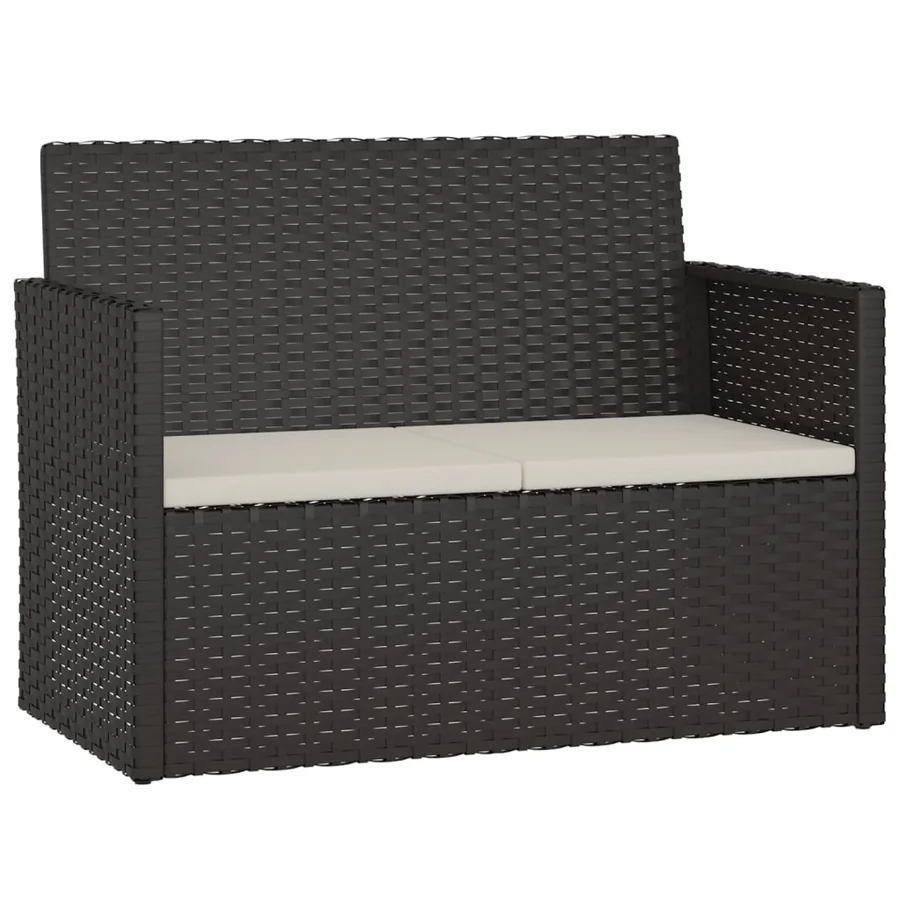 Banc de jardin avec coussins Noir 105 cm Résine tressée - 2