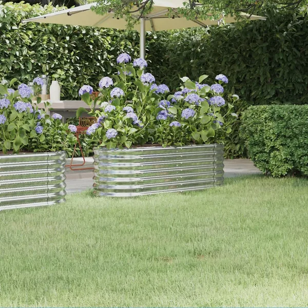 Lit surélevé de jardin Acier galvanisé Argenté