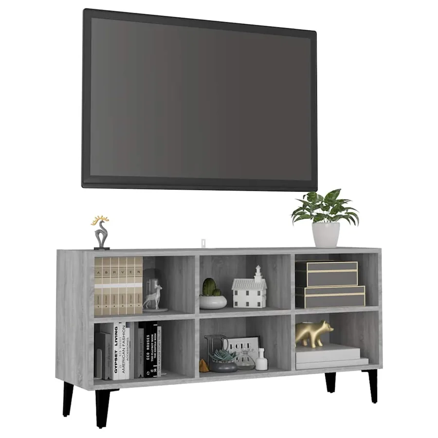 Meuble TV avec pieds en métal Sonoma gris 103,5x30x50 cm - 3