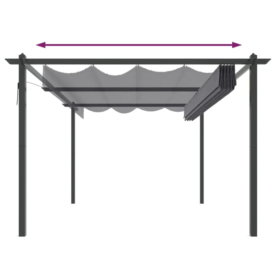 Tonnelle de jardin avec toit rétractable 4x3 m Anthracite - 5
