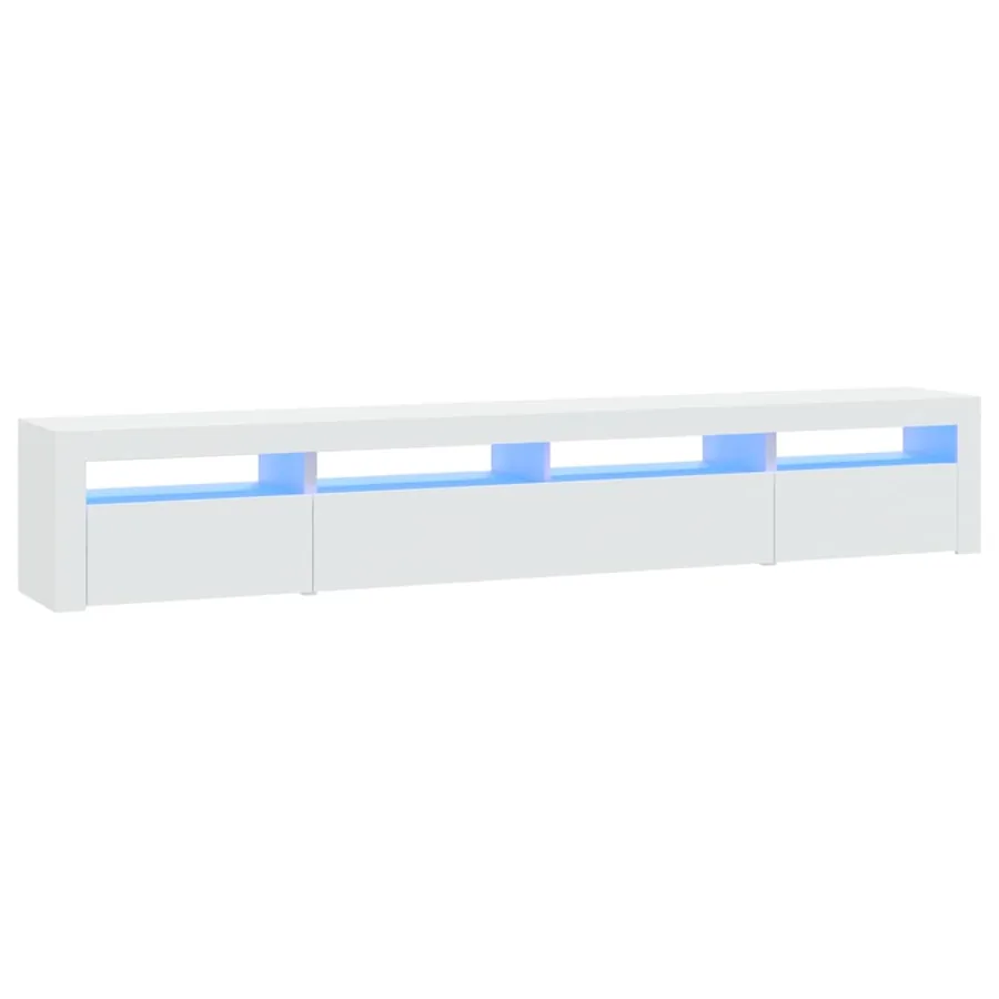 Meuble TV avec lumières LED Blanc 240x35x40 cm - 2