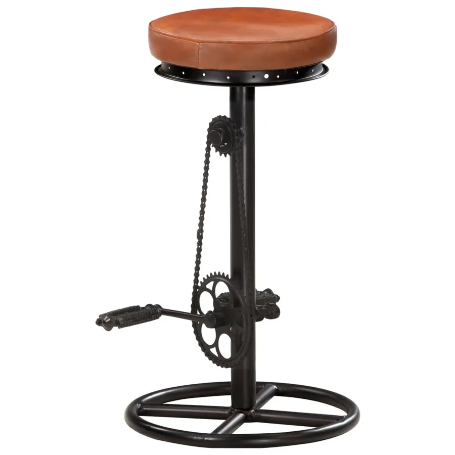 Tabourets de bar lot de 2 noir/marron cuir véritable de chèvre - 5