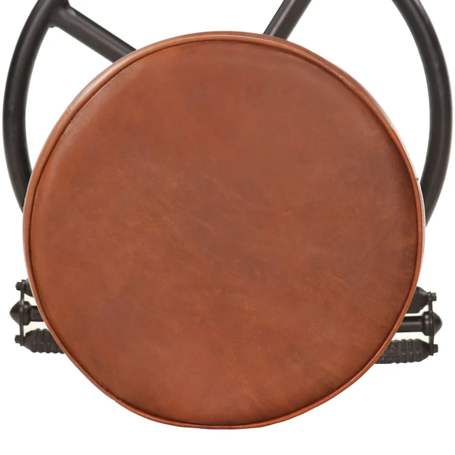 Tabourets de bar lot de 2 noir/marron cuir véritable de chèvre - 6