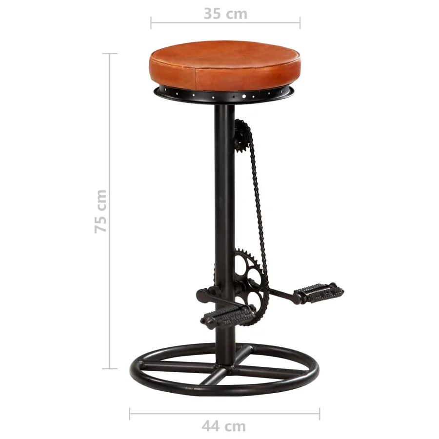 Tabourets de bar lot de 2 noir/marron cuir véritable de chèvre - 9