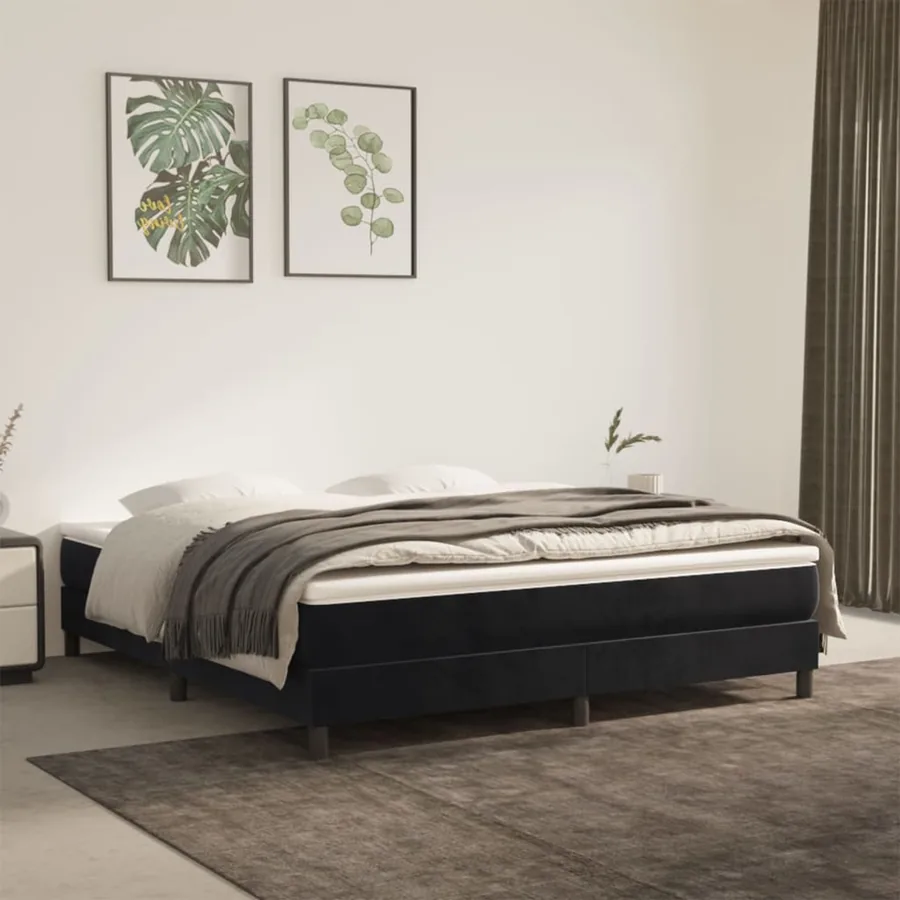 Matelas de lit à ressorts ensachés fermeté moyenne Noir 160x200x20 cm Velours