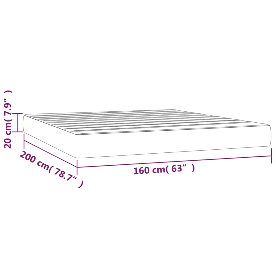 Matelas de lit à ressorts ensachés fermeté moyenne Noir 160x200x20 cm Velours - 7